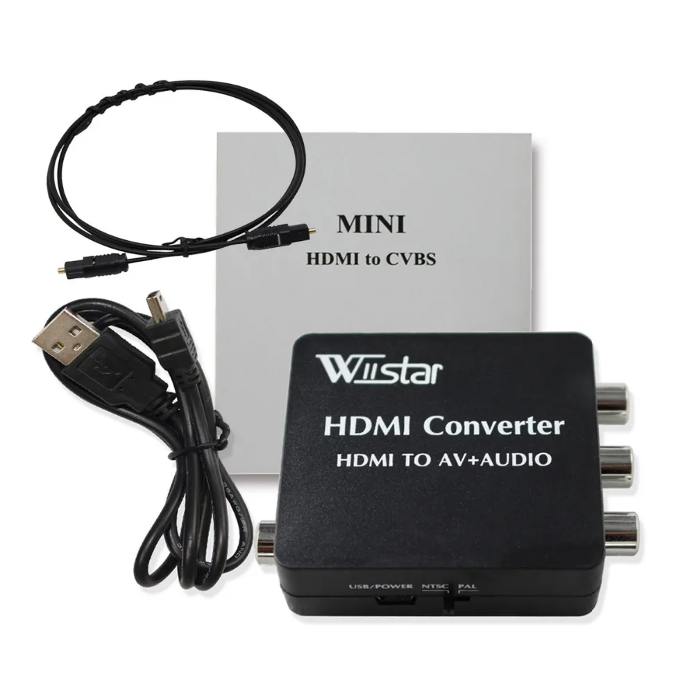 HDMI2AV Converter HDMI to AV + Audio Converter Support SPDIF Coaxial Audio NTSC PAL Composite Video HDMI TO 3RCA Adapter a set external tv tuner vga mtv box for lcd monitor rf av to vga receiver tuner converter adapter tv hdtv box support pal ntsc