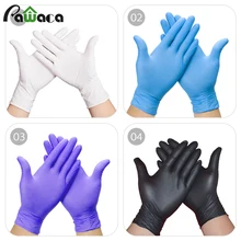 100 шт./лот нитриловые перчатки для экзамена, пищевые медицинские одноразовые, для бытовой чистки, лабораторные антистатические перчатки для маникюра