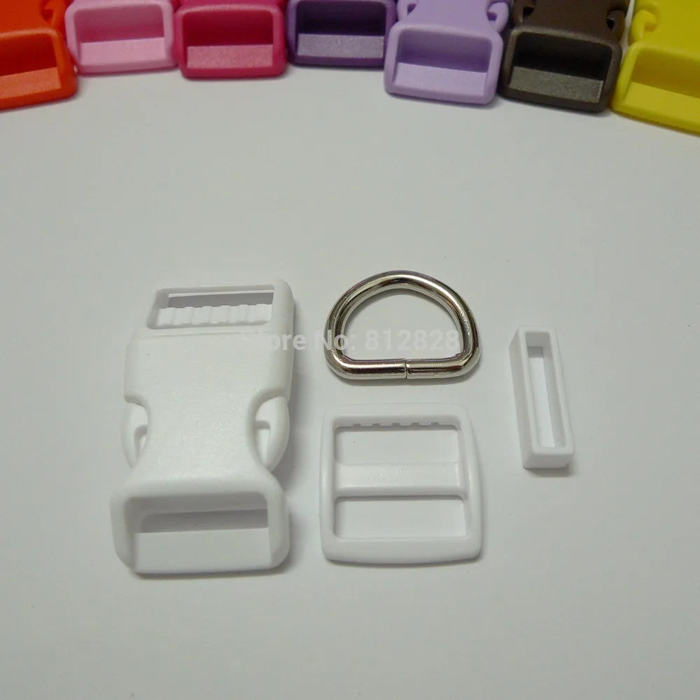

25 Sets 1'' 25mm #2 WHITE COLOR Dog Collar Hardware Curved Side Release Buckle Set