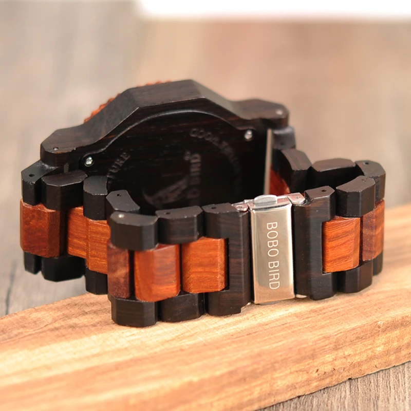 Big Size Wood Watch BOBO BIRD Men Fashion Luxury Wristwatch Timepiece Chronograph Date Display relogio masculino In Box L-R15