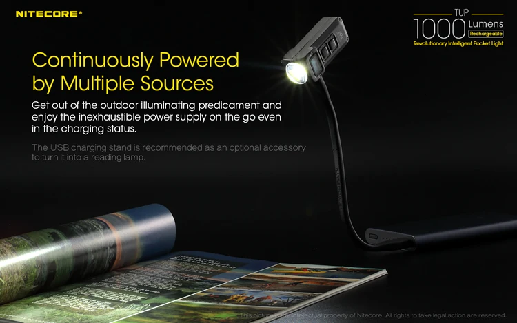 NITECORE TUP USB Перезаряжаемый 1000LM светодиодный революционный Интеллектуальный Карманный светильник фонарь-брелок из нержавеющей стали с батареей