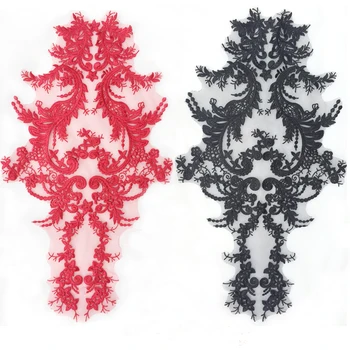 

56cm*30cm Black White Red Embroidered Lace Appliqued Trimming for Dress DIY Accessories Ornaments Sewing Crafts Collar Decor