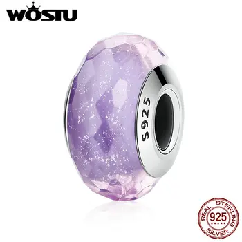 

WOSTU New 100% 925 Sterling Silver Fascinating Purple Murano Glass Beads Fit Original wst Bracelet European Jewelry CQZ031