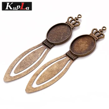 

Kupla Vintage Crown Bookmarks Base Settings 18*25mm Oval Glass Cabochon Settings DIY Handmade Jewelry Making Findings C5653