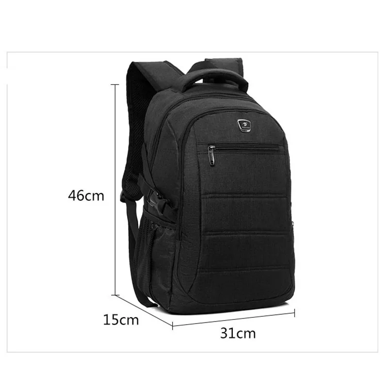 14 pulgadas portátil mochila de Nylon de alta calidad de carga USB mochila de viaje de negocios negro mochilas para hombres mochila hombre mochila