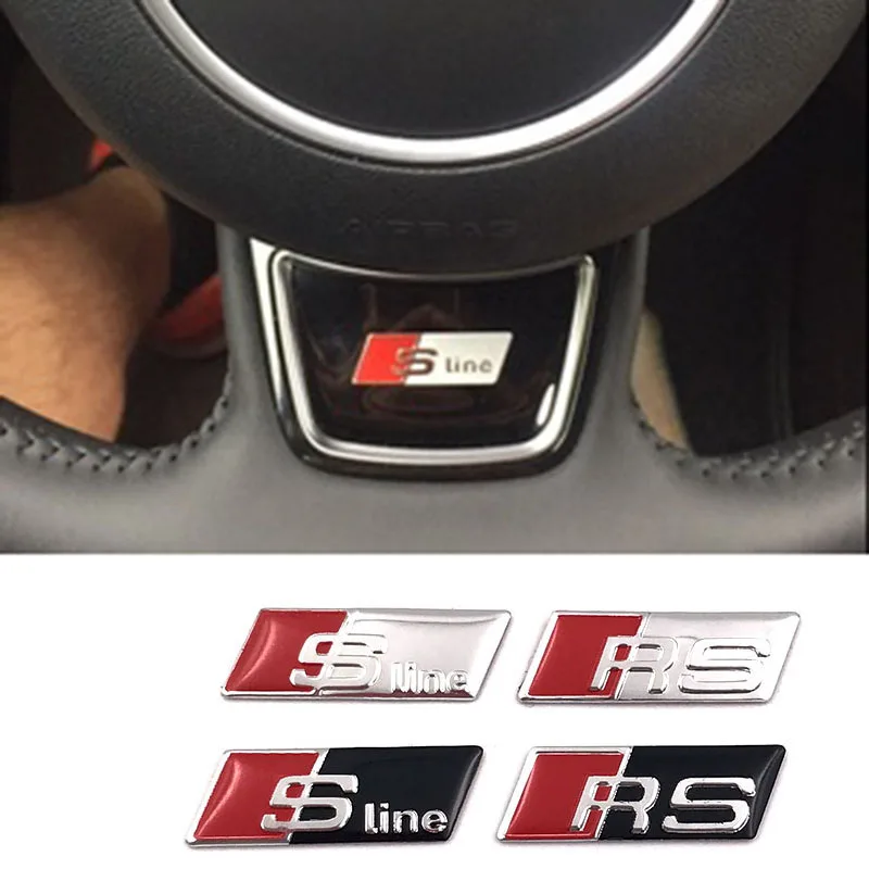 

RS Sline S line Steering Wheel Sticker 3D Aluminium Alloy Steering Wheel Badge Emblem 3D Car Sticker For Audi car-styling