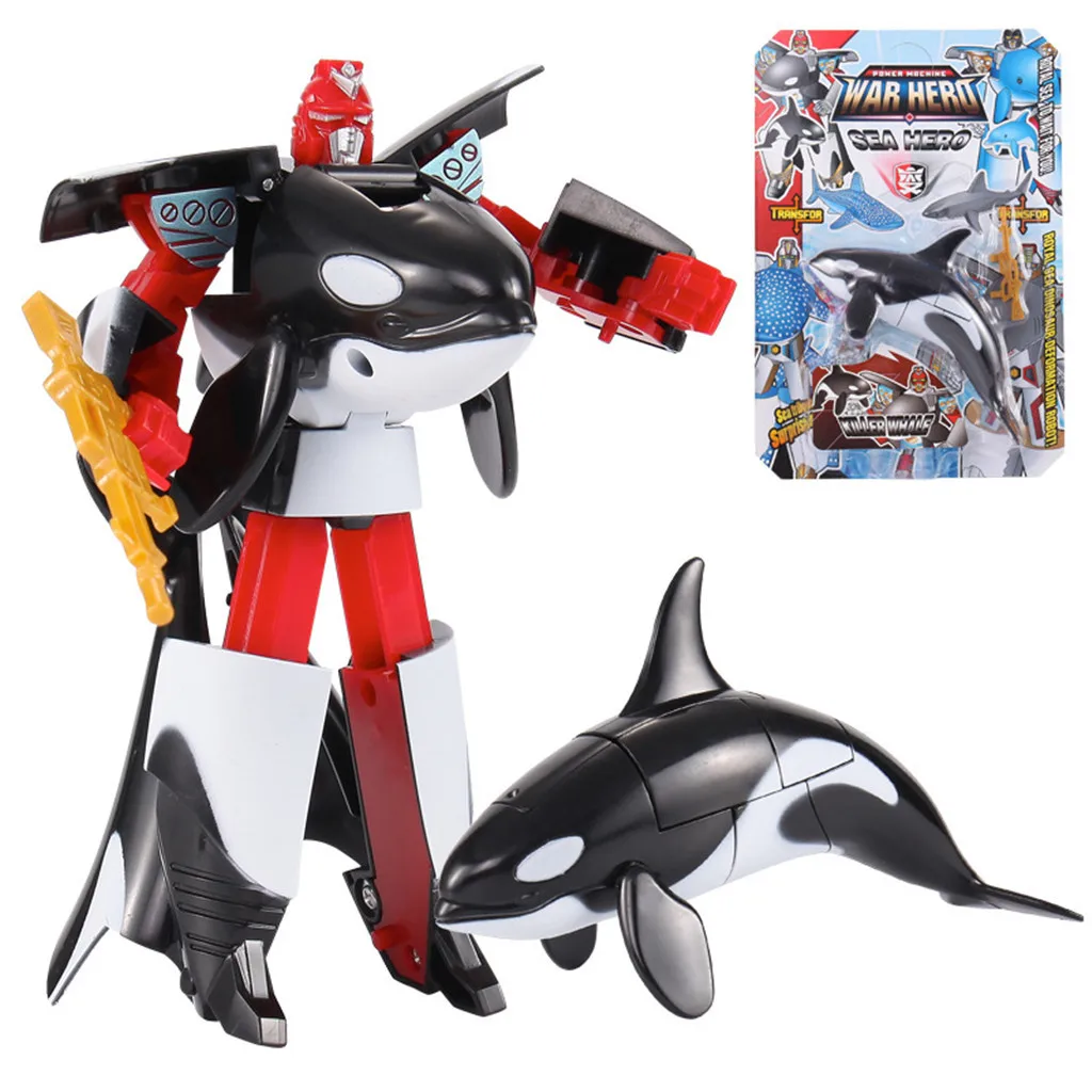 Детская игрушка трансформер робот электронный умный питомец умная Акула океан аниме-фигурка подарок на Рождество дропшиппинг - Цвет: Черный