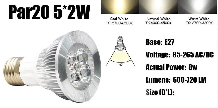 Ультра-яркий CREE E27 PAR20 PAR30 PAR38 светодиодные лампы 86-265 В