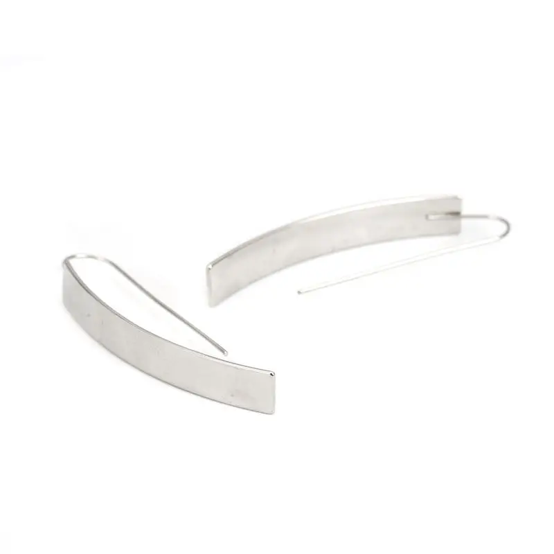 304 Stainless Steel Earrings Smooth Arc Drop Clip Earring 5.1x 0.7cm 1 Pair ear clip earrings,clip earrings,ear clip
