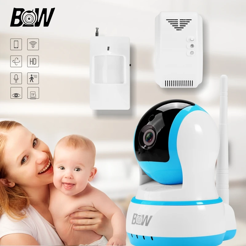 Surveillance Onvif IP Camera WiFi + PIR Infrared Motion Sensor + Gas Detector Automatic Alarm Security Camera Wireless BW13B wifi surveillance camera ip onvif infrared motion sensor alarm security remote control network wireless ip camera wi fi