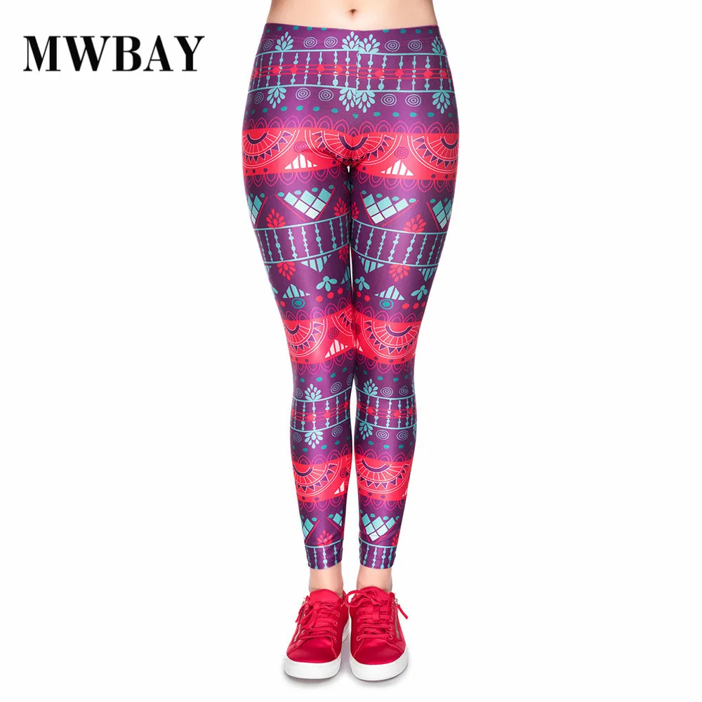 MWBAY Brand Womens Leggins Purple Pattern Spandex Polyester Leging