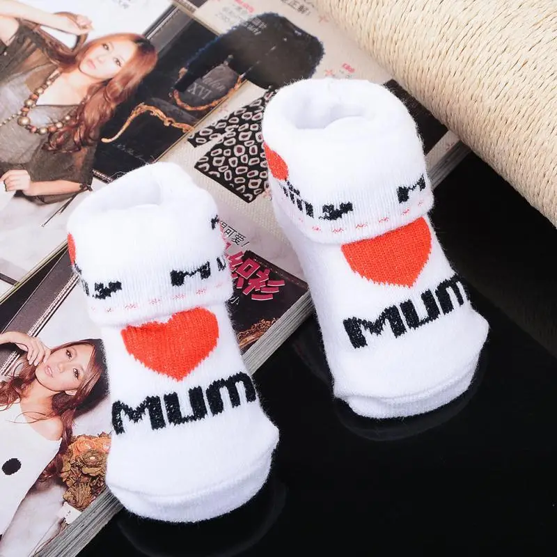 1 пара носков, детские носки с надписью «I love MUM I LOVE DAD»