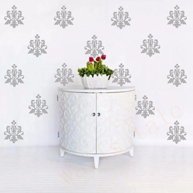 

French Damask Flower Wall Sticker DIY Wall Art Vinyl Decals For Retro Style Home Decor , 6pcs or 10pcs/set