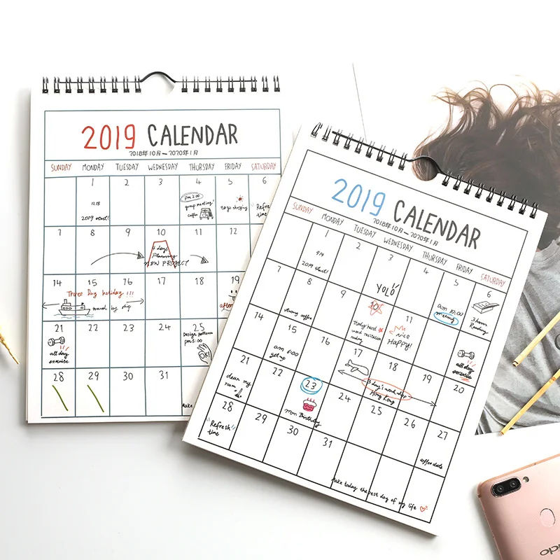

2019 Calendar Simple Calendar Creative Desktop Wall Calendar Daily Planner Yearly Agenda Organizer For School Office Supply