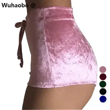 Winter Velvet Shorts Pink Booty Bermuda Feminina Mini Sexy Spandex Pantalones Cortos Mujer Hot Skort Taille