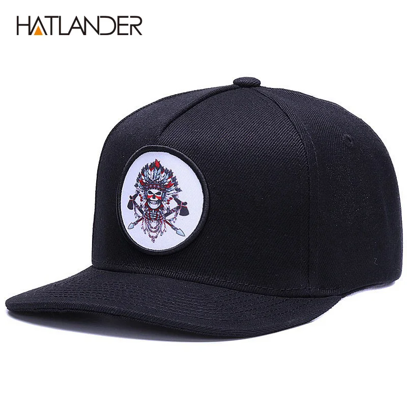 HATLANDER, оригинальная бейсболка «Кости», snapback, хип-хоп шапки для мужчин и женщин, солнцезащитная Кепка, gorras, высокое качество, облегающая плоская кепка - Цвет: Black