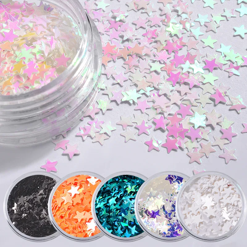 

BELESHINY 6 Box Stars Flashpiece Sequin Nail Glitter Art Decoration Ultra-fine Glitters Mix NailMAD 3D Glitter Powder