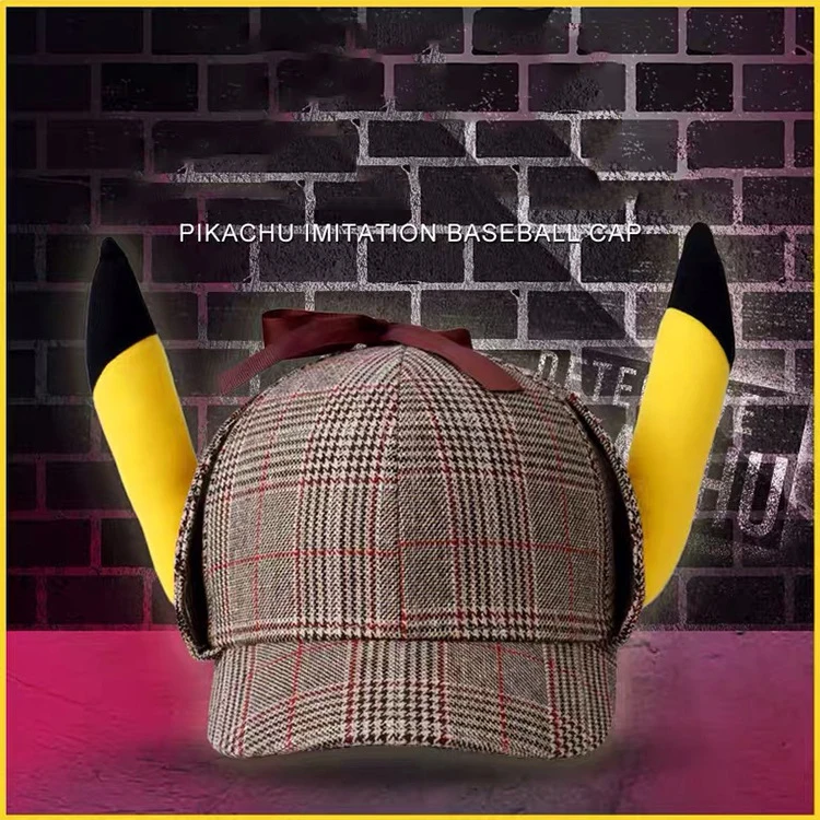2019 Movie Detective Pikachu Cosplay Hats Cute Pikachu 3D Ears Cotton