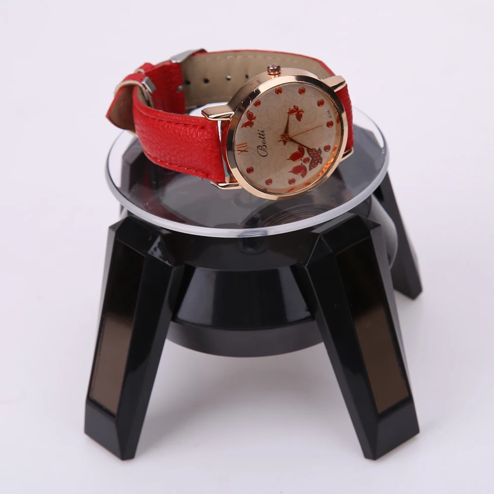 

4.5Circles/min Solar Powered 360 Degree Jewelry Rotating Display Stand For Mobile Phones/MP4/Watches Turn Table Light