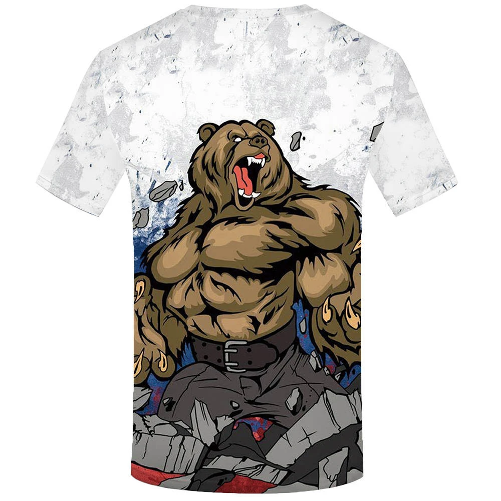 KYKU العلامة التجارية روسيا T-Shirt الدب T قميص العلم الروسى تيشيرت اللياقة البدنية T قميص الرجال 3d أنيمي بلايز مثير الذكور القمصان ملابس رجالي