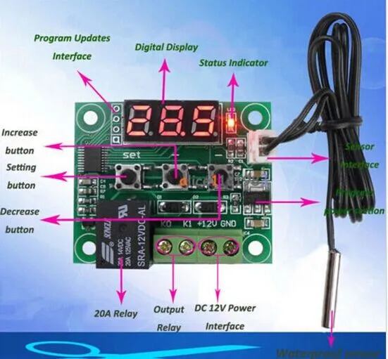 W1209 Digital thermostat Temperature Controler 12V +sensor