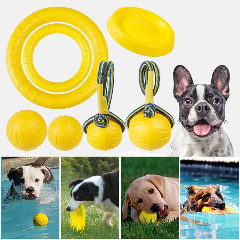 

Rubber EVA Dog Toys Water Floating Ring Ball Flying Discs Outdoor Fitness Interactive Training Toys for Small Medium Large Dogs