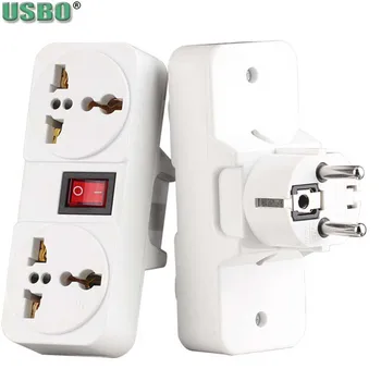 

CE Copper 6A 250V 1Way 2Way 1 to 2 EU US UK Travel Adaptor Plug Germany Russia Canada Japan Wall Extension Power Switch Socket