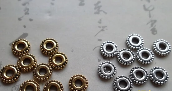

50pcs/lot 6mm Tibetan silver wheel spacers models commonly used two-color DIY alloy jewelry accessories