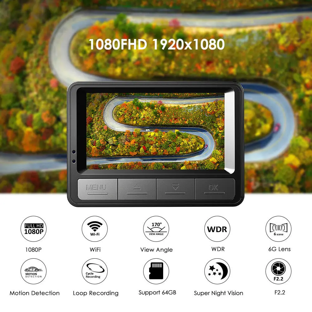 AZDOME M08 FHD 1080 P sony IMX323 150 градусов Wifi Автомобильный видеорегистратор