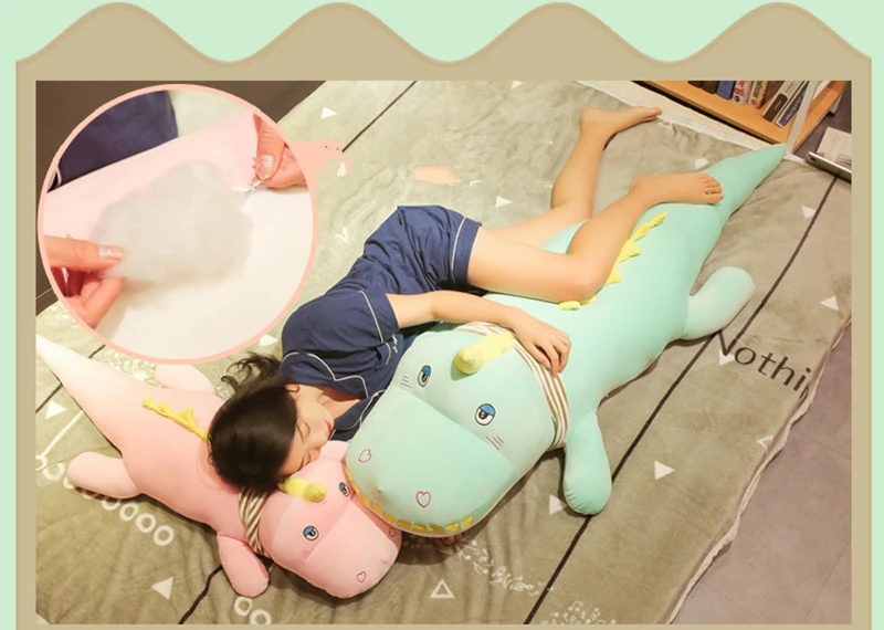 Dorimytrader kawaii crocodile plush toy doll giant animal alligator sleeping cushion bed pillow girl cute birthday gift 120cm 150cm DY50545 (2)