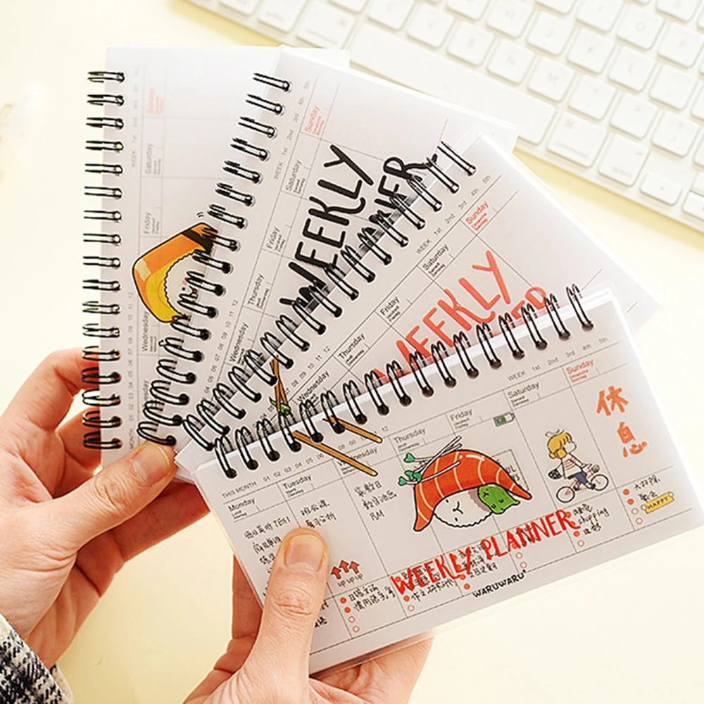 

Kawaii Notepad PVC Daily Weekly Planner Spiral Notebook Day Plan Diary Notebook Time Organizer School Supplies Agenda