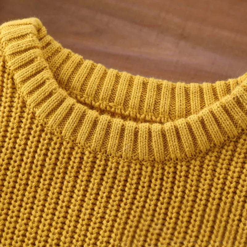 Classic Solid Boys Pullover Cotton Knitted Kids Sweater For Boys Long Sleeve O-Neck Fall Pullover Fashion Design Baby Sweater (2)