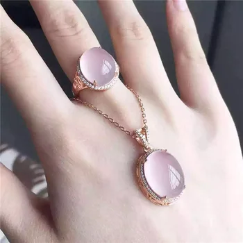 

Mozambique natural ice jelly powder body ring pendant jewelry set