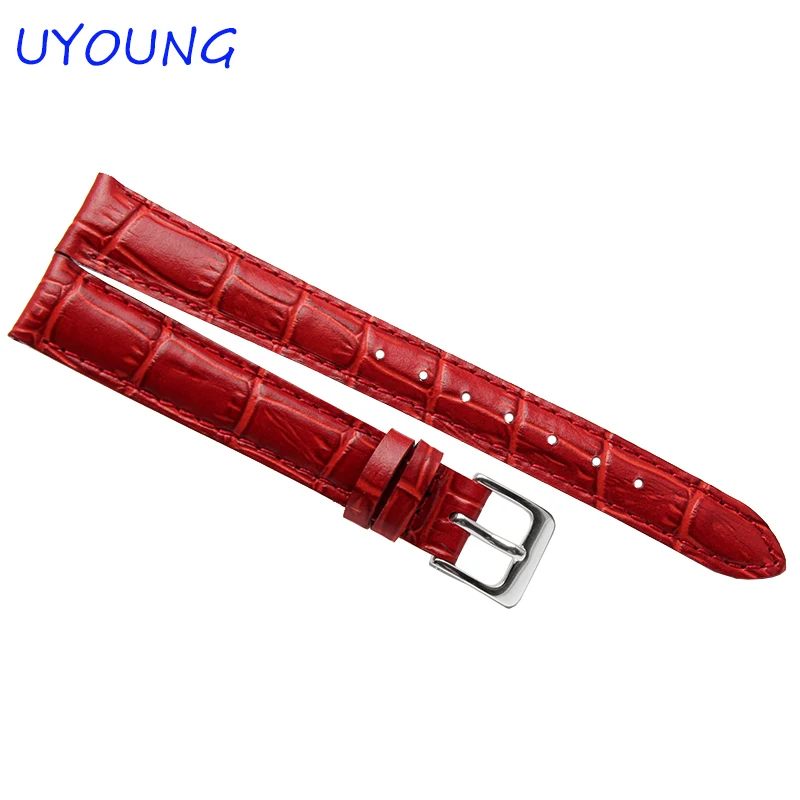 

Quality Genuine Leather Watchband 14mm 16mm 18mm 20mm Small size Red For Women Watch accessories Strap Bracelet