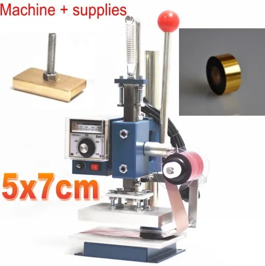 

Hot foil stamping machine debossing machine on leather with foil holder 5x7cm + mold with back screw+ one roll foil