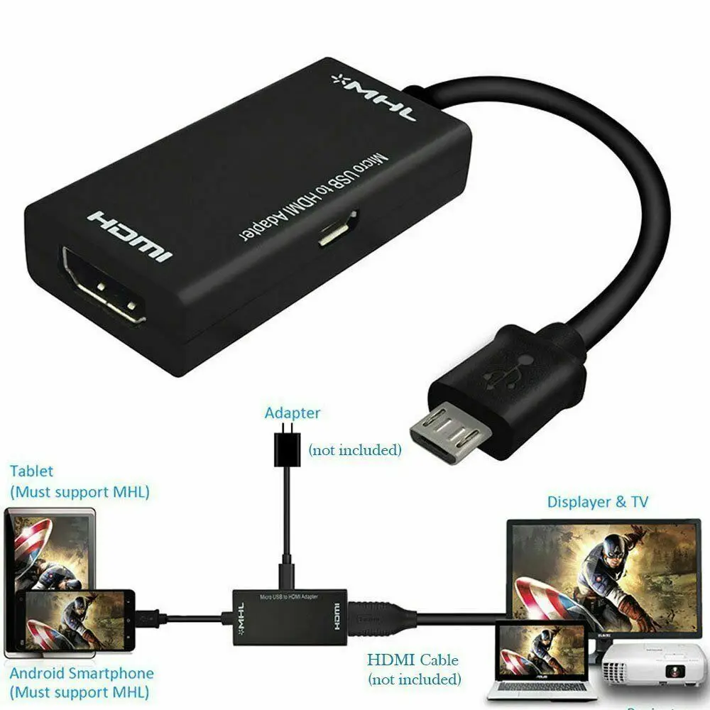 

Mini Micro USB 2.0 MHL To HDMI 1080P TV Adapter Cable For Mobile Phone Tablet TV Monitor