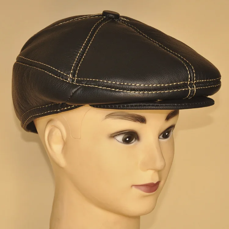 

Fur leather Leather Hat Beret winter warm male Claus hat cap