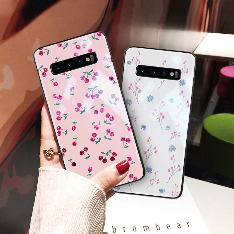 

Yagoo Fashion Cell Phone Case For Samsung Galaxy S8 S9 S10 PLUS E Cases Hard Back Cover Silicone Shell Flowers Coque Cute Fundas