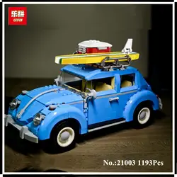 В наличии Лепин 21003 1193 шт. дизайн серии автомобилей Жук модель строительные блоки, совместимые с 10252 синий дизайн детские игрушки