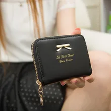 2016 Fashion Women Wallet Cute Bow Zipper Purse Clutch Lady Girl Wallets Short Small Bag PU Credit Card Holder