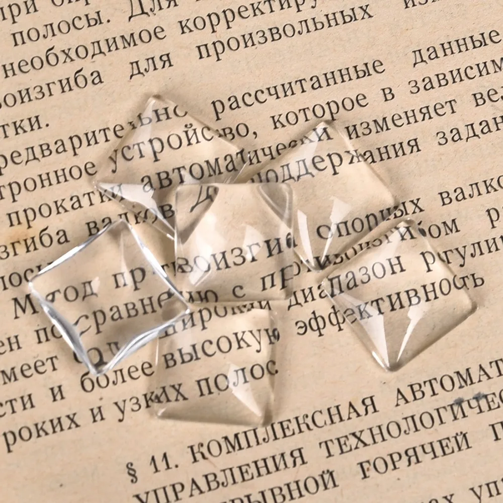 16mm Square Cabochons Transparent Glass Clear Flat Back (3)