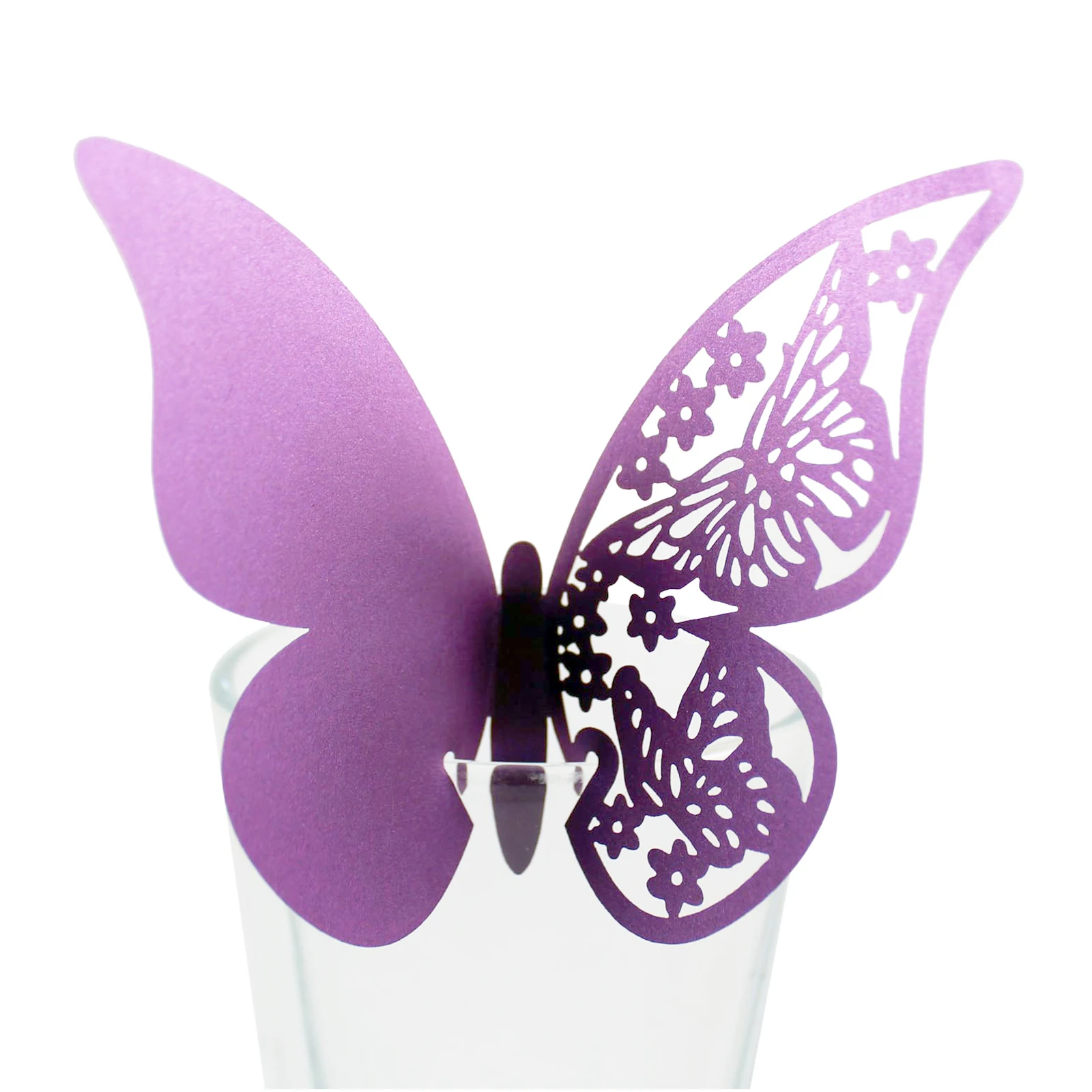 20 pieces/lot Butterfly Laser Cut Paper Place Card / Escort Card / Cup Card/ Wine Glass Card For Wedding Party Decoration