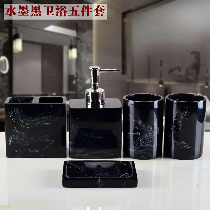 Bathroom Set Ceramic Accessories Set 5Pcs Toothbrush Holder Lotion Dispenser Soap birthday wedding gift Bathroom Accessories