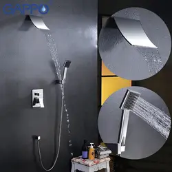 Gappo Душевые системы стены Для ванной комнаты в стену смеситель для душа латунь Набор Латунь ливневым душем смесителя Chrome Водопад Для ванной