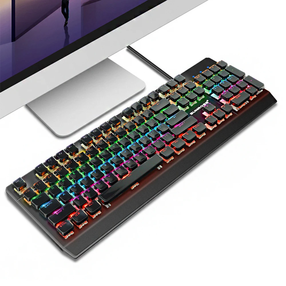 

Mechanical Keyboard Gaming Keyboard Crystal Keycap Metal Panel LED Backlit USB Wired Waterproof Keyboard for Tablet Desktop game