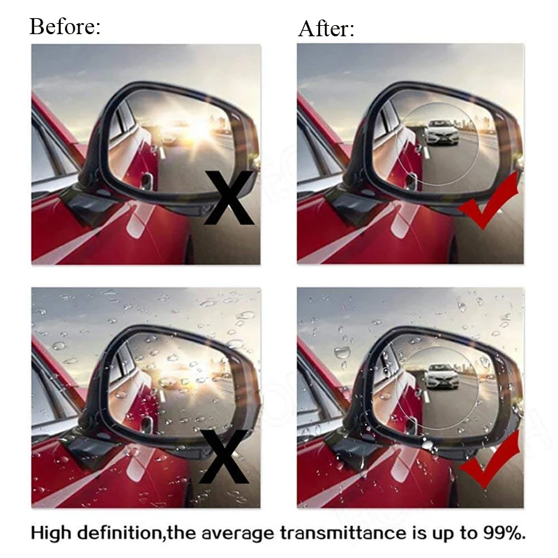 Пара автомобиля зеркало заднего вида пленка анти-туман непромокаемые зеркало заднего вида окно прозрачная нано пленка HD круг зеркало аксессуары