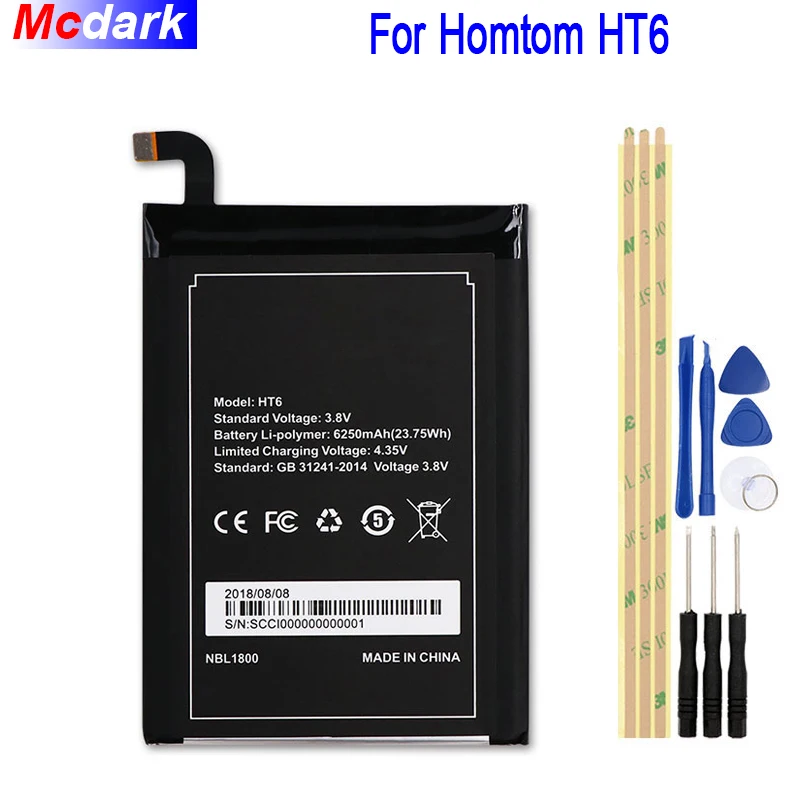 

Mcdark 6250mAh Battery For Homtom HT6 Batterie Bateria Accumulator AKKU ACCU PIL Mobile Phone+Tools For Homtom HT6