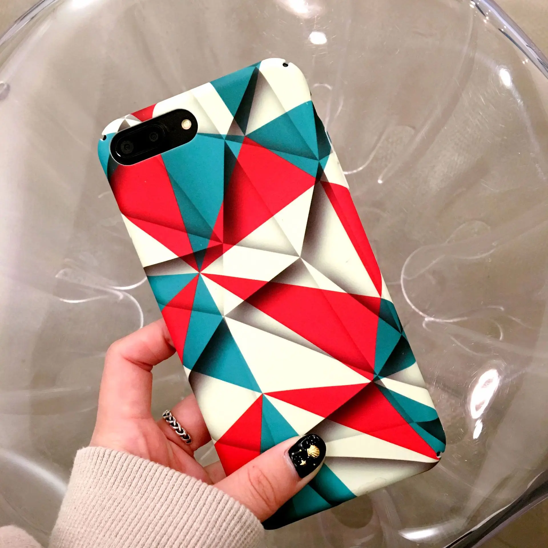 Fashion Beautiful Diamond Phone Case For iPhone 6 6S 7 8 Plus X Geometric Colorful Grid Back Cover Glossy Luxury Fitted Cases |