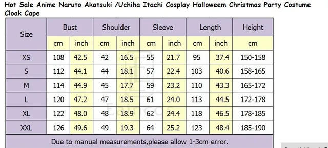 Hot Sale Anime Naruto Akatsuki /Uchiha Itachi Cosplay Halloween Christmas Party Costume Cloak Cape -
