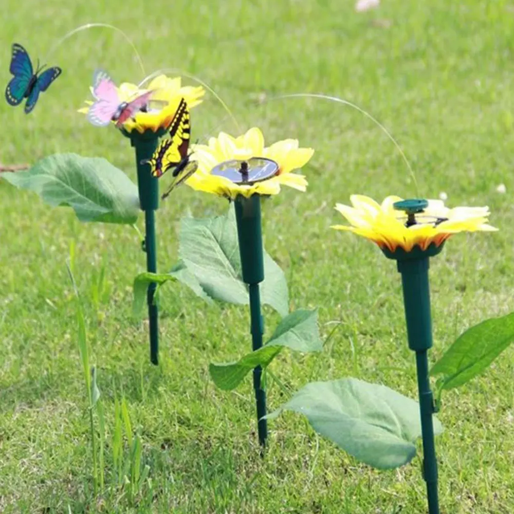 2016 Vibration Solar Power Dancing Flying Fluttering Butterflies Garden Decor